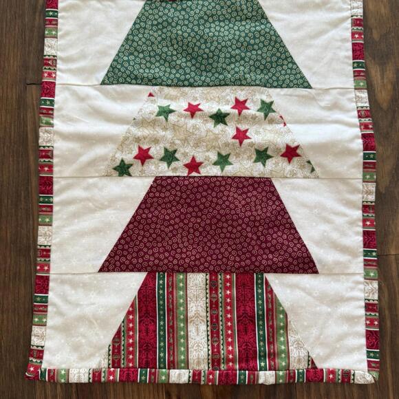 Christmas Holiday Quilted Table Runner Handmade 40” X 13 1/2” - Picture 2 of 5